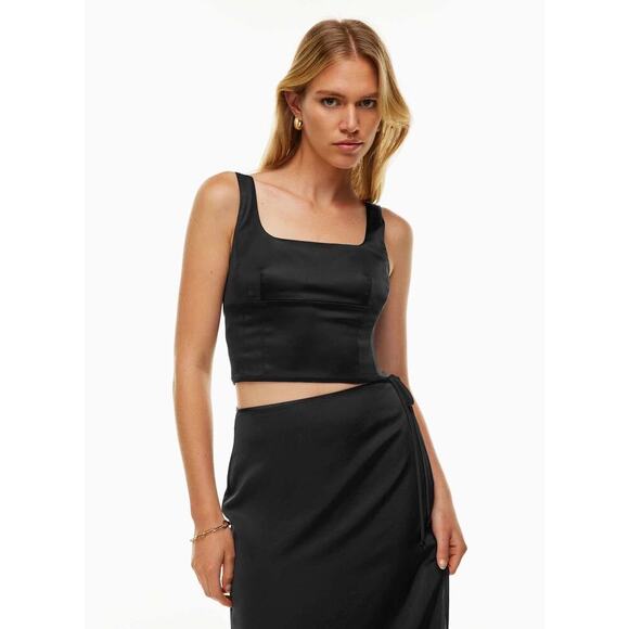 Wilfred Shine Satin Bustier Tank Top Black Size M - Picture 1 of 11